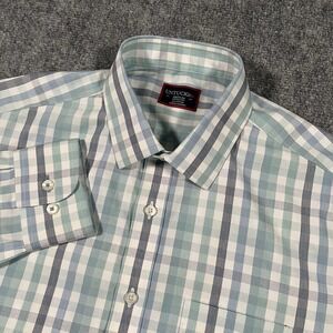 UNTUCKit Shirt Mens Medium Blue Plaid Long Sleeve Button Up Wrinkle Free Cotton